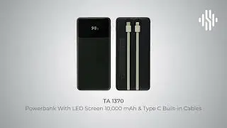 TA 1370 | Powerbank With LED Screen 10,000 mAh & Type C Built in Cables | SHASS | Shassgift | Dubai