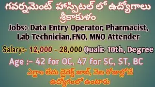 Jobs in Srikakulam Government Hospital | Data Entry Operator | MNO, FNO | Lab Technician