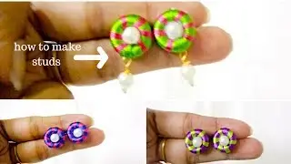 DIY// How to make silk thread stud at home step by step tutorial // simple and easy