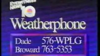 WPLG TV Miami, Florida 1988 Weather Phone Promo