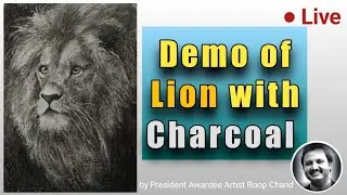 Demo of Lion with Charcoal | How to Draw Lion face with Charcoal