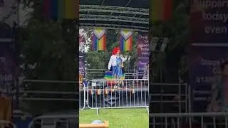 bianca fur coat no knickers singing at Sandwells First ever přide event