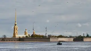 🇷🇺 4K St Petersburg. Walk along Dvorcovaya embankment and views of the city from the Troicky bridge