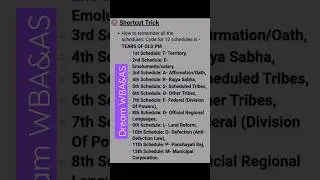 #short tricks to remember 12 schedule of Constitution#wba&as#wbcs