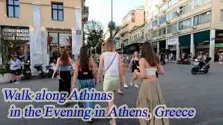 Walking in Greece. Walk along Athinas in the Evening in Athens. ORANGE ua