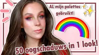 AL MIJN OOGSCHADUW PALETTES IN 1 LOOK GEBRUIKEN! 🌈😱 || MAKEUP CHALLENGE