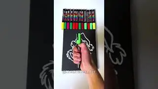 Drawing The Grinch with Posca Markers! Glow Effect! (#Shorts)