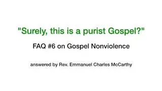 Q&A on Christian Just War Theory and Gospel Nonviolence: Surely, this is a purist Gospel?