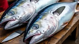 Today's trip to the Sorong city fish market, broadcasting live the cutting of yellowfin tuna