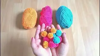 DIY Mini POM POM with Fork | Easy yarn craft video tutorial #diy