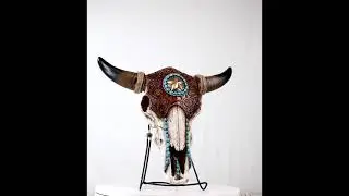 Ebros Western Star Tooled Leather Steer Bison Buffalo Bull Cow Horned Skull Wall Decor