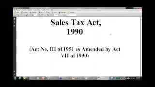 Sales Tax Act 1990   Session I by Omer Zaheer Meer