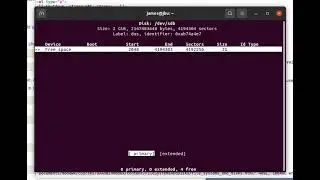 cfdisk, single dos parition