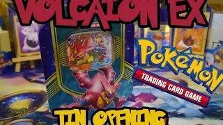 Opening the best Volcanion EX Tin!