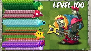 PvZ 2 Every 100 Plant Max Level vs Hair Metal Gargantuar Zombie Level 100