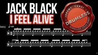 Jack Black - I Feel Alive (A Minecraft Movie) - Drumless with scrolling drum score