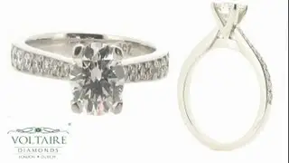 Round Brilliant Solitaire 4 Claw Ring with Pave Diamond Shouldersn ER 1984