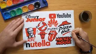 TOP 10 red & black logos - YouTube, KFC, Disney Junior, nutella, Chicago Bulls, Pizza Hut ... etc