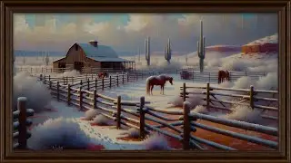 Snowfall Over the Desert Ranch | Western TV Art 4K | 2 Hours