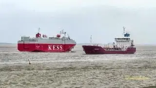 Weser Highway  IMO 9065417 passiert ORASUND OXBU2 IMO 9336701  Emden