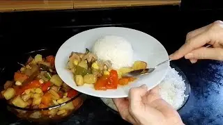 طبخة بسيطة راح تعجبكم جاج بالخضار مع رز أبيض مع طريقة فرط الرمان بدون استخدام الأيدي 