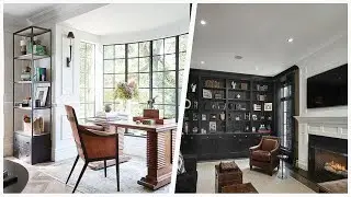 75 Transitional Home Office With A Standard Fireplace Design Ideas You'll Love 🏡