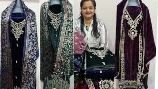 Braso velvet me Netra brand me,original mirror me crush velvet ke suits (Budha khera)Safidon