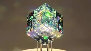 Blue Spectrum Cube - Glass Sculpture by Jack Storms