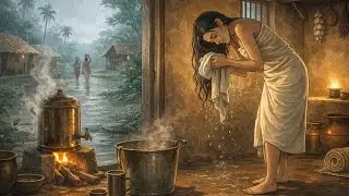 Rainy Village Morning 🌧️ Kerosene Stove| Cozy Tamil Home Cooking Brinjal Kulambu | Ghibli-Style ASMR