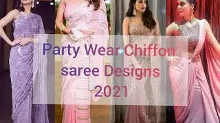 Party wear chiffon saree designs 2021 || part 2|| Check Description 👇👇
