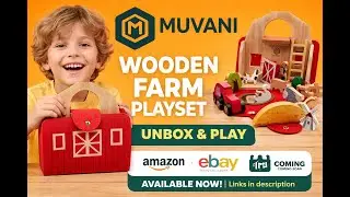 Wooden Farm Playset Unboxing & Play | Montessori Toy by Muvani