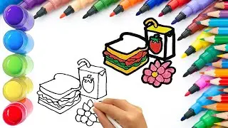 How To Draw cute Sandwich Drawing, Painting & Coloring For Kids and Toddlers_ Child Art 🐋🌈🎨