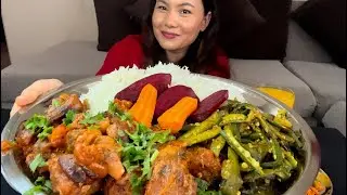 PORK KUTA SPICY ACHAR,MIX VEGETABLES TARKARI KALO DAAL, MUKBANG@gurungfamily4715
