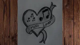 Easy Heart Drawing For Music Lovers Step By Step//Art For Beginners