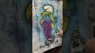 Airbrush Smurf on Denim!