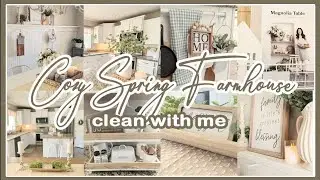 🌿 COZY SPRING FARMHOUSE AFTER BIRTHDAY CLEAN WITH ME + SHARING NEW KITCHEN PIECE│SPRING HOME DECOR