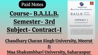 BALLB (3rd Sem) Contract-I Paid Notes | CCS University & MS University @selfstudycontent