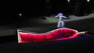 Snowboarding with stickman LED suits