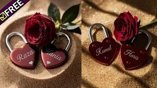 How To Make Padlock Heart Name 3D DPS Placed On Gold Sand With Red Rose Decoration | New Dps #meta 