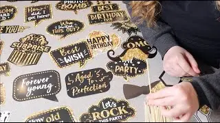 36 Pieces Party Photo Booth Props Kit Review | Gold and Black Wedding Party Favors for Photo Booth