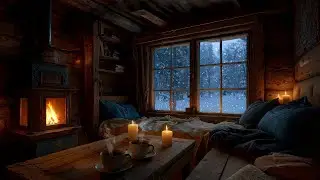 Cozy Winter Peaceful Wooden Cabin❄️ Howling Winds & Fireplace Sounds for Peaceful Night