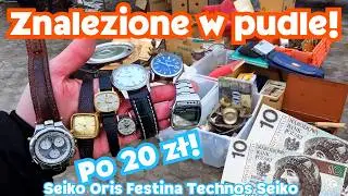 Zegarki leżały w pudle,  P=po 20zł Seiko, Festina, Oris. Opłacało się? Wystarczyło się schylić.