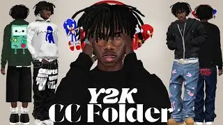 Sims 4 Male CC Folder: Cyber Y2K Lookbook  + CC Links 🎧💗| Sims 4 CC Clothes