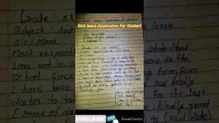 Sick leave Application For Student #application #leave #ytshort #youtubeshorts
