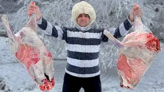 First Snow has Fallen! The Hermits are Cooking Pilaf in the Lamb! Rural ASMR Cooking