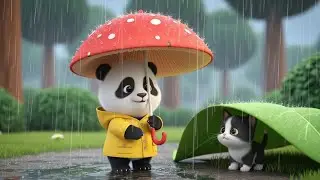 Baby Pandas Share Umbrella with Baby Kitten | Cute Rainy Day Story for Kids