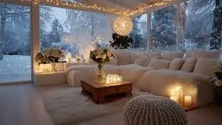 🎓 White Lounge Melodies | Snowy Window & Cozy Interior (3 Hours) | Boost Productivity Study Sleep