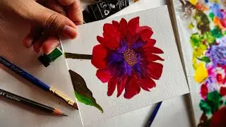 Easy flower painting 🖌️🎨💐 || Acrylic @IrisColors-m2k