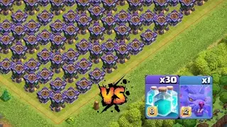 1 Azure dragon with 30 clone spell vs archer towers #clashofclans #coc #gamingchannel @inferno_coc