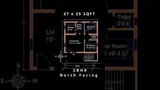 27x25 SQFT| North Facing | Floor Plan #architecture #shorts #floorplan